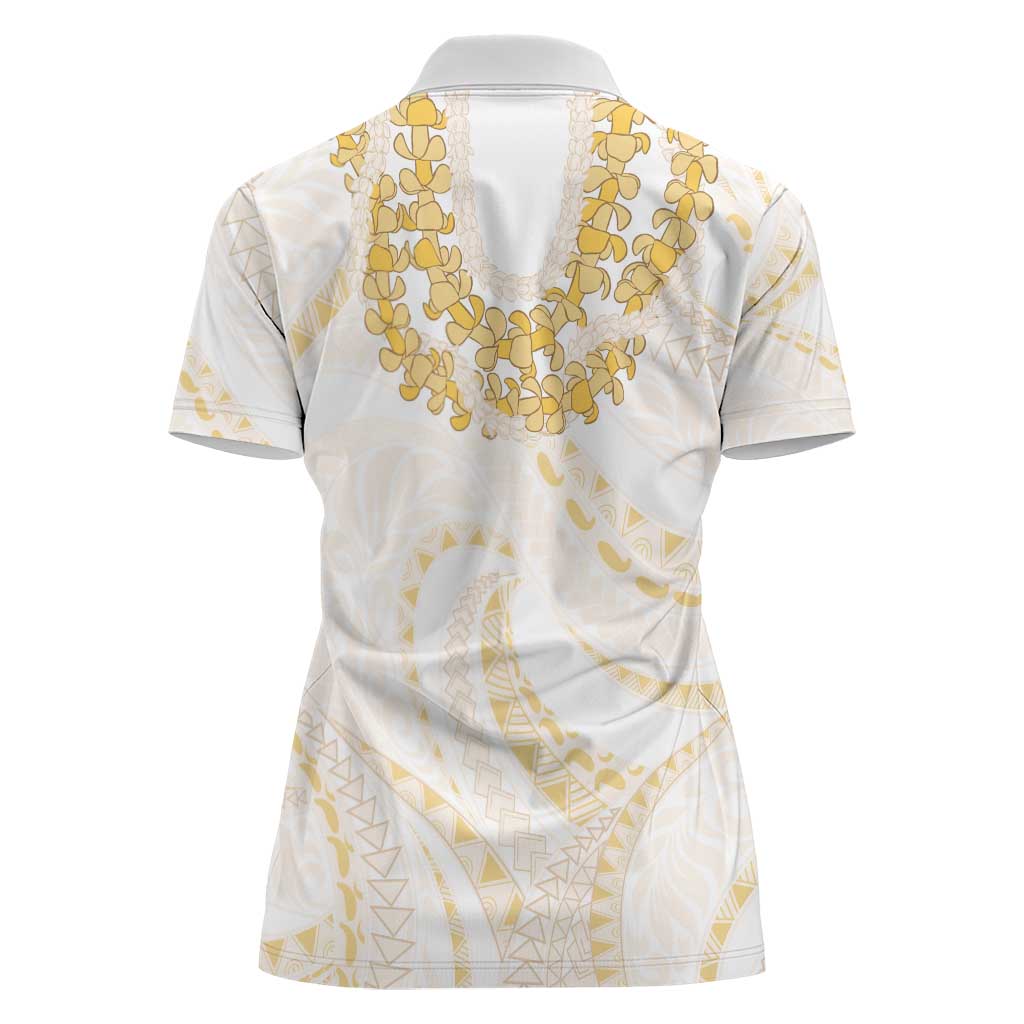 Aloha Lei Onaona Women Polo Shirt Beige Hawaiian Tribal Pattern