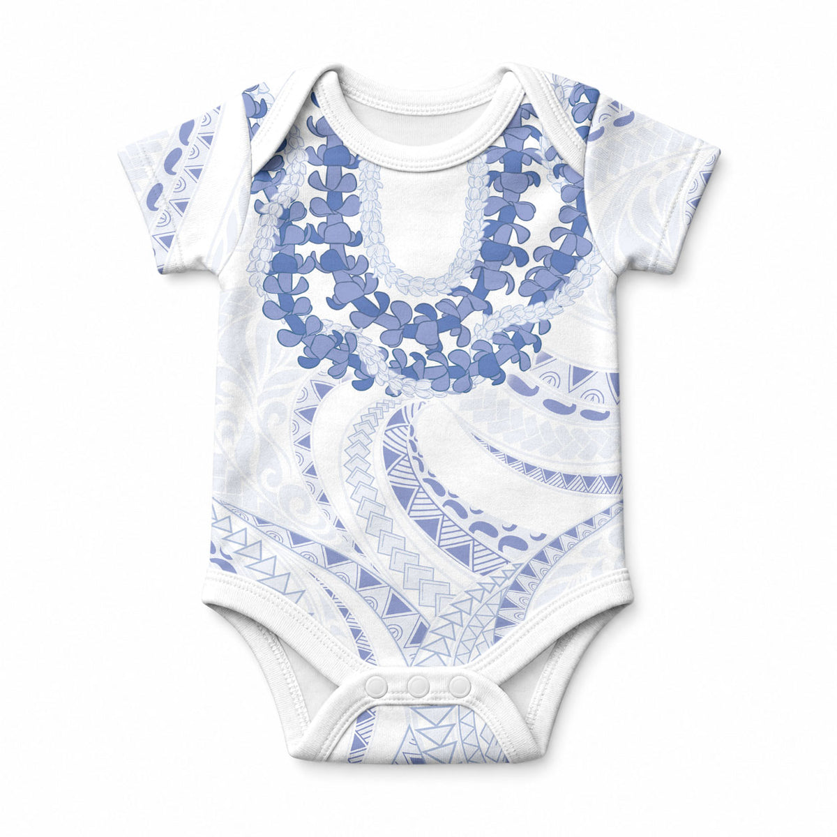 Aloha Lei Onaona Baby Onesie Navy Blue Hawaiian Tribal Pattern LT9 Blue - Polynesian Pride