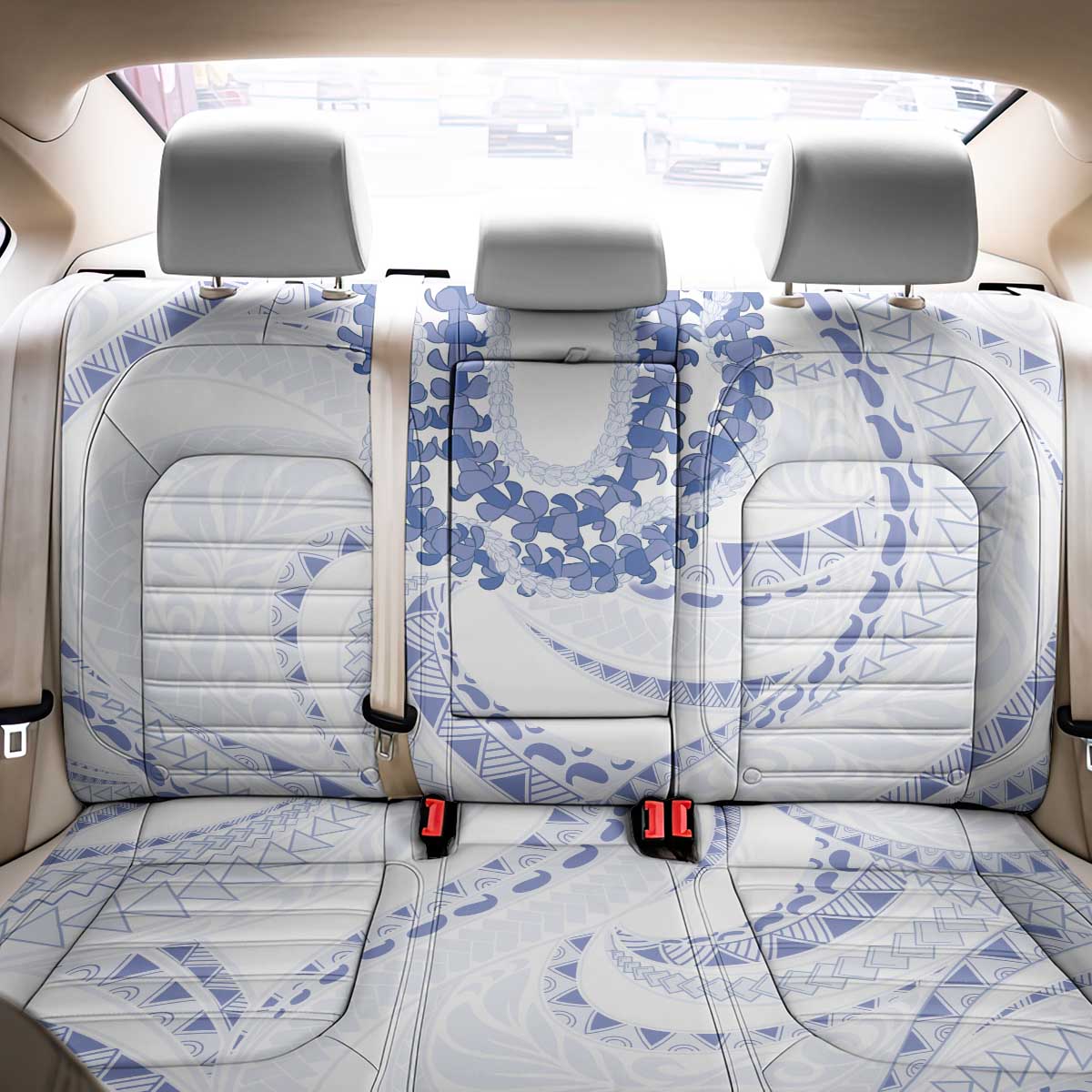 Aloha Lei Onaona Back Car Seat Cover Navy Blue Hawaiian Tribal Pattern