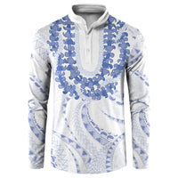 Aloha Lei Onaona Button Sweatshirt Navy Blue Hawaiian Tribal Pattern