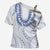 Aloha Lei Onaona Cross Shoulder Shirt Navy Blue Hawaiian Tribal Pattern - Polynesian Pride
