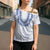 Aloha Lei Onaona Cross Shoulder Shirt Navy Blue Hawaiian Tribal Pattern - Polynesian Pride