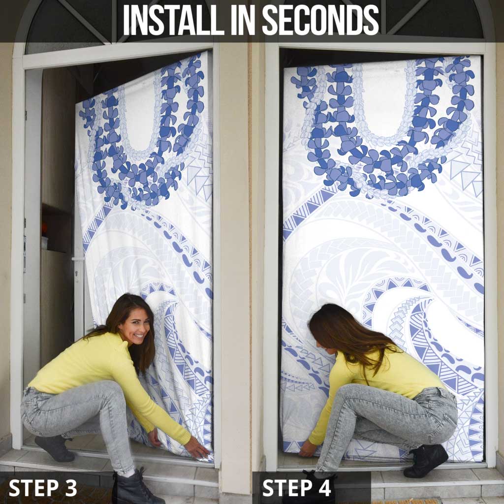 Aloha Lei Onaona Door Cover Navy Blue Hawaiian Tribal Pattern - Polynesian Pride