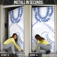 Aloha Lei Onaona Door Cover Navy Blue Hawaiian Tribal Pattern - Polynesian Pride