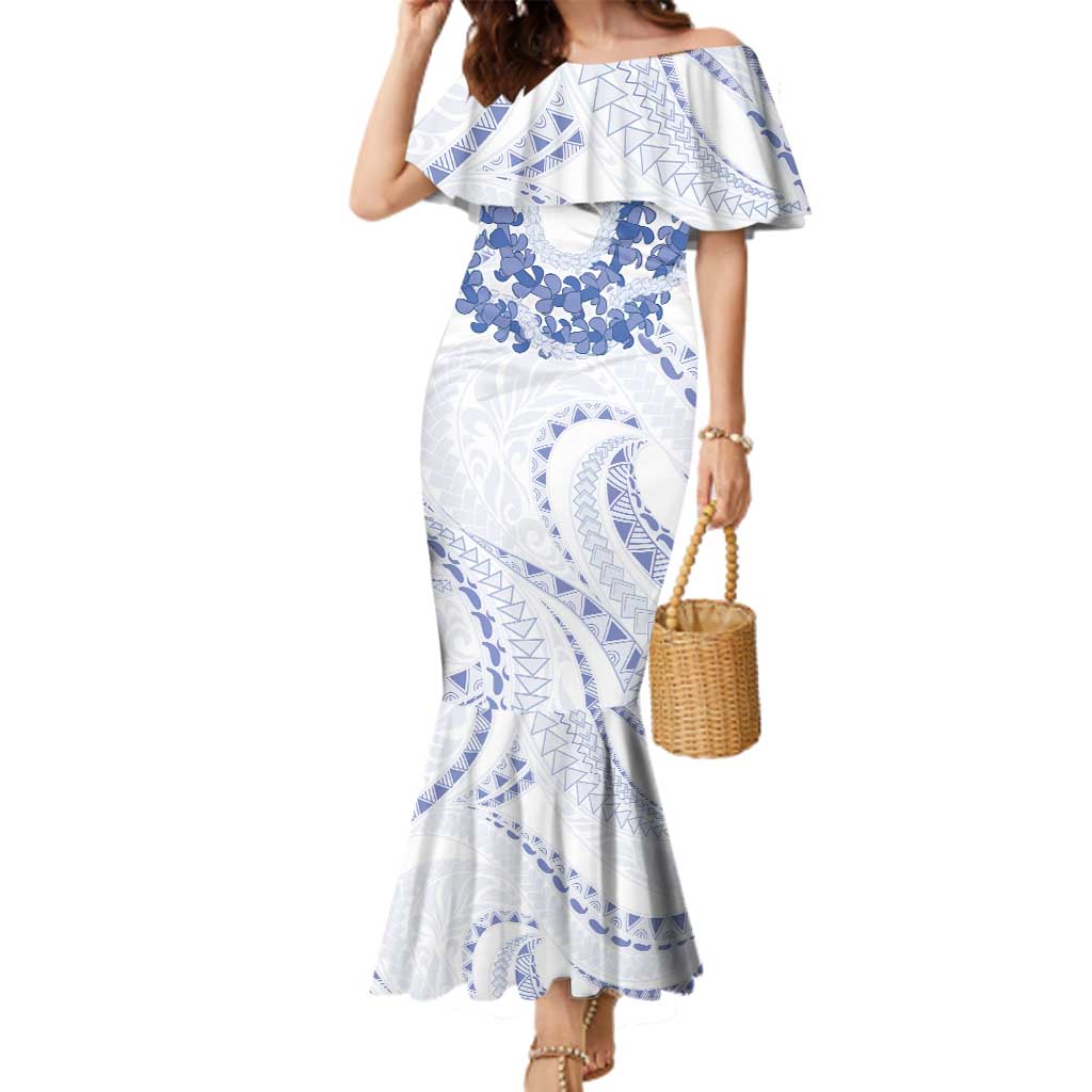 Aloha Lei Onaona Family Matching Mermaid Dress and Hawaiian Shirt Navy Blue Hawaiian Tribal Pattern