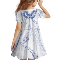 Aloha Lei Onaona Family Matching Off The Shoulder Long Sleeve Dress and Hawaiian Shirt Navy Blue Hawaiian Tribal Pattern