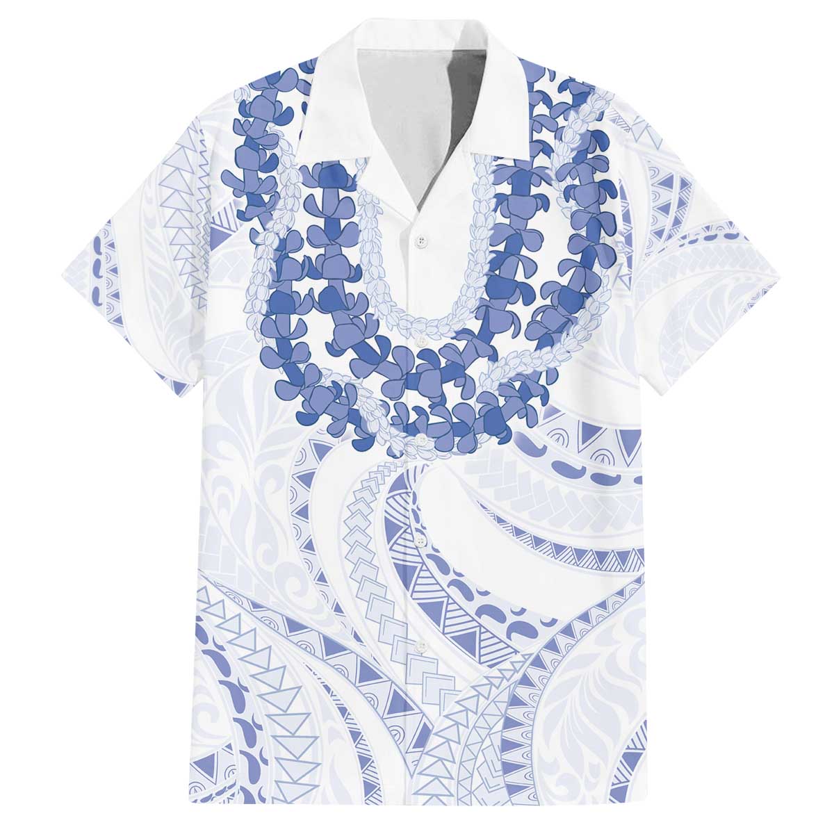 Aloha Lei Onaona Family Matching Off The Shoulder Long Sleeve Dress and Hawaiian Shirt Navy Blue Hawaiian Tribal Pattern