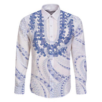 Aloha Lei Onaona Family Matching Puletasi and Hawaiian Shirt Navy Blue Hawaiian Tribal Pattern