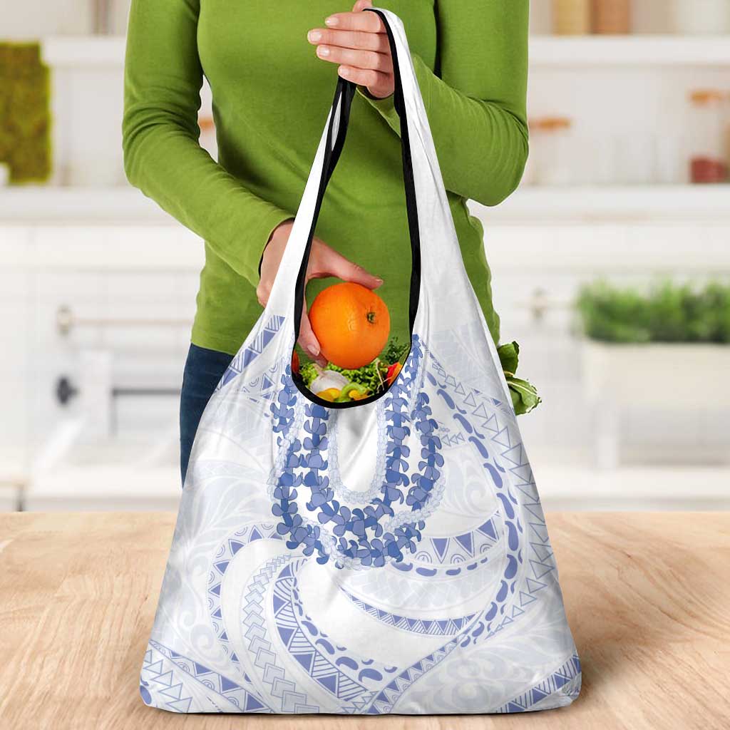 Aloha Lei Onaona Grocery Bag Navy Blue Hawaiian Tribal Pattern