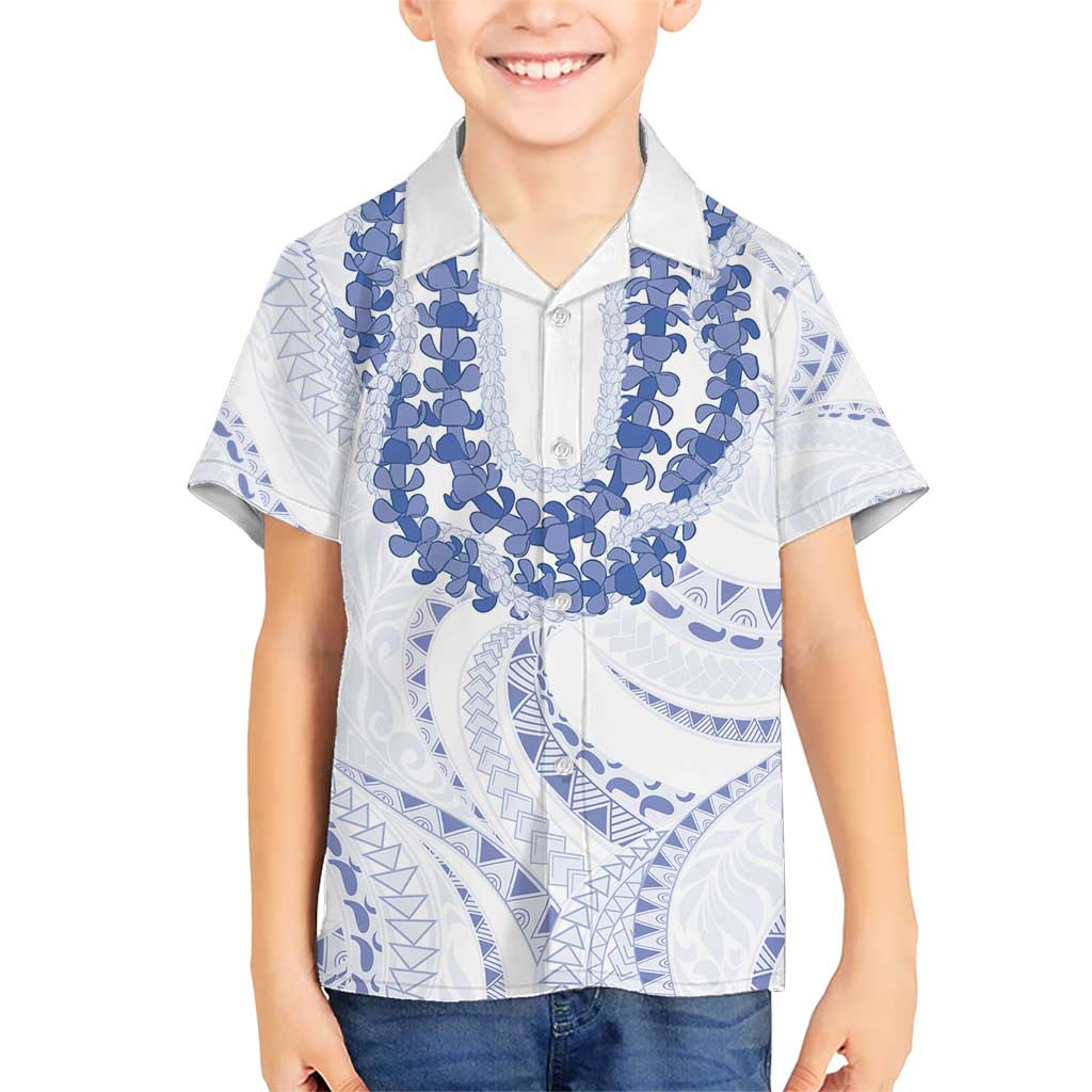 Aloha Lei Onaona Kid Hawaiian Shirt Navy Blue Hawaiian Tribal Pattern