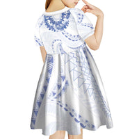 Aloha Lei Onaona Kid Short Sleeve Dress Navy Blue Hawaiian Tribal Pattern