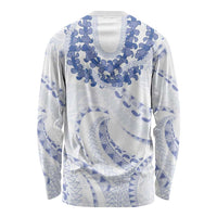 Aloha Lei Onaona Long Sleeve Shirt Navy Blue Hawaiian Tribal Pattern