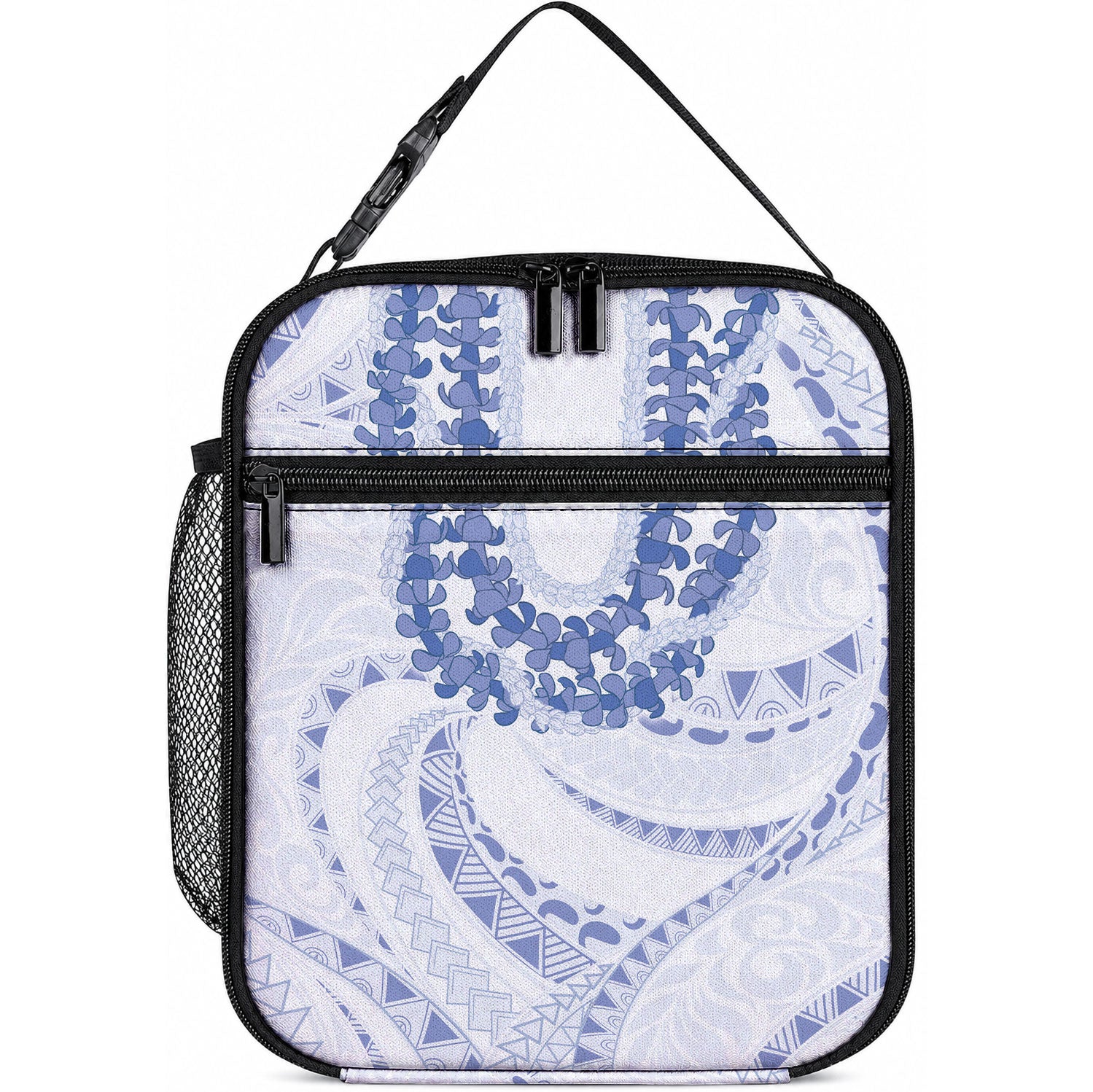Aloha Lei Onaona Lunch Bag Navy Blue Hawaiian Tribal Pattern