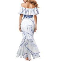Aloha Lei Onaona Mermaid Dress Navy Blue Hawaiian Tribal Pattern