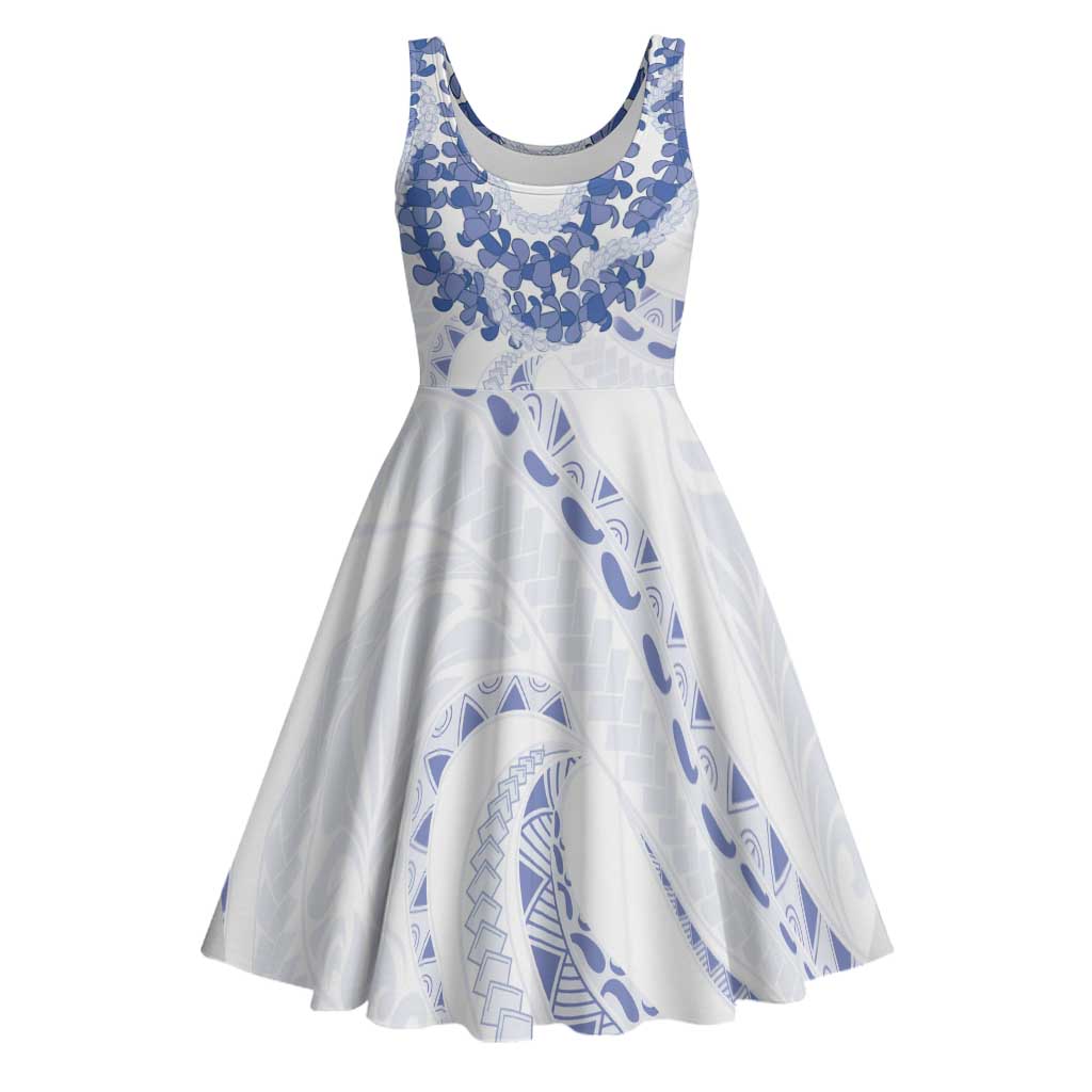 Aloha Lei Onaona Midi Dress Navy Blue Hawaiian Tribal Pattern - Polynesian Pride