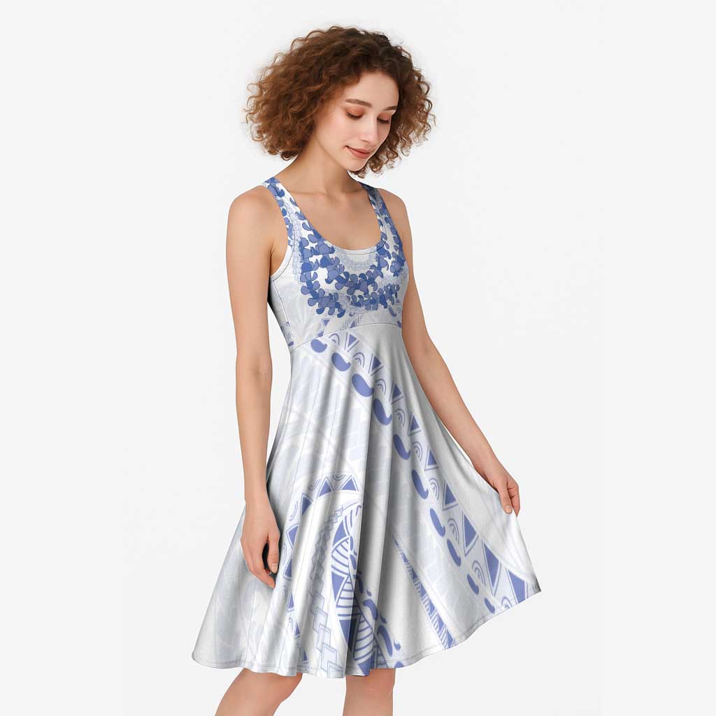 Aloha Lei Onaona Midi Dress Navy Blue Hawaiian Tribal Pattern - Polynesian Pride