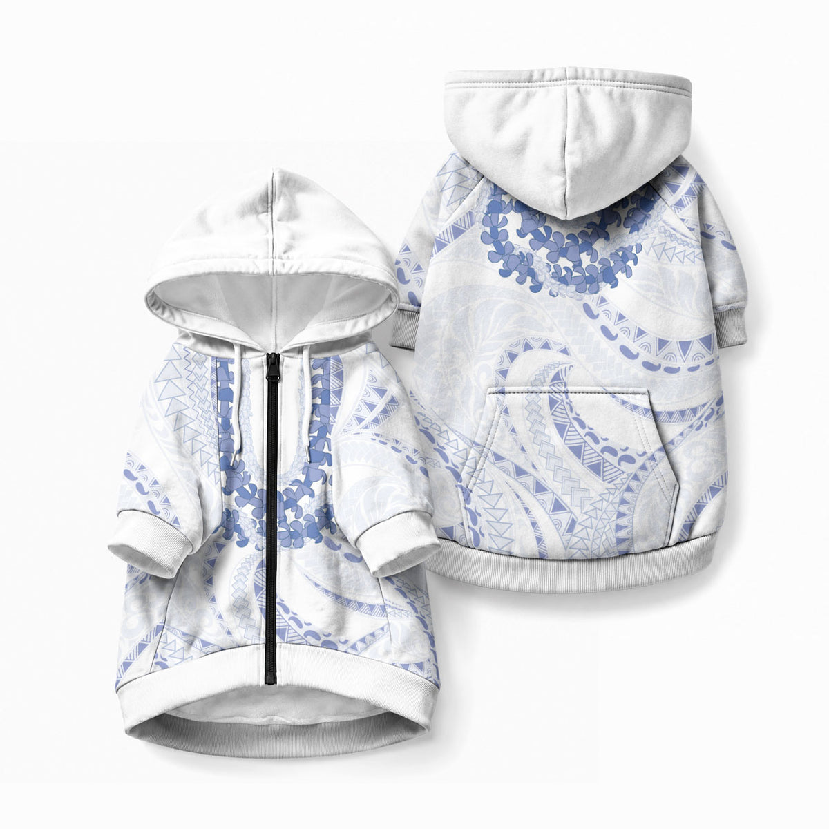 Aloha Lei Onaona Pet Hoodie Navy Blue Hawaiian Tribal Pattern LT9 Zip-up Blue - Polynesian Pride