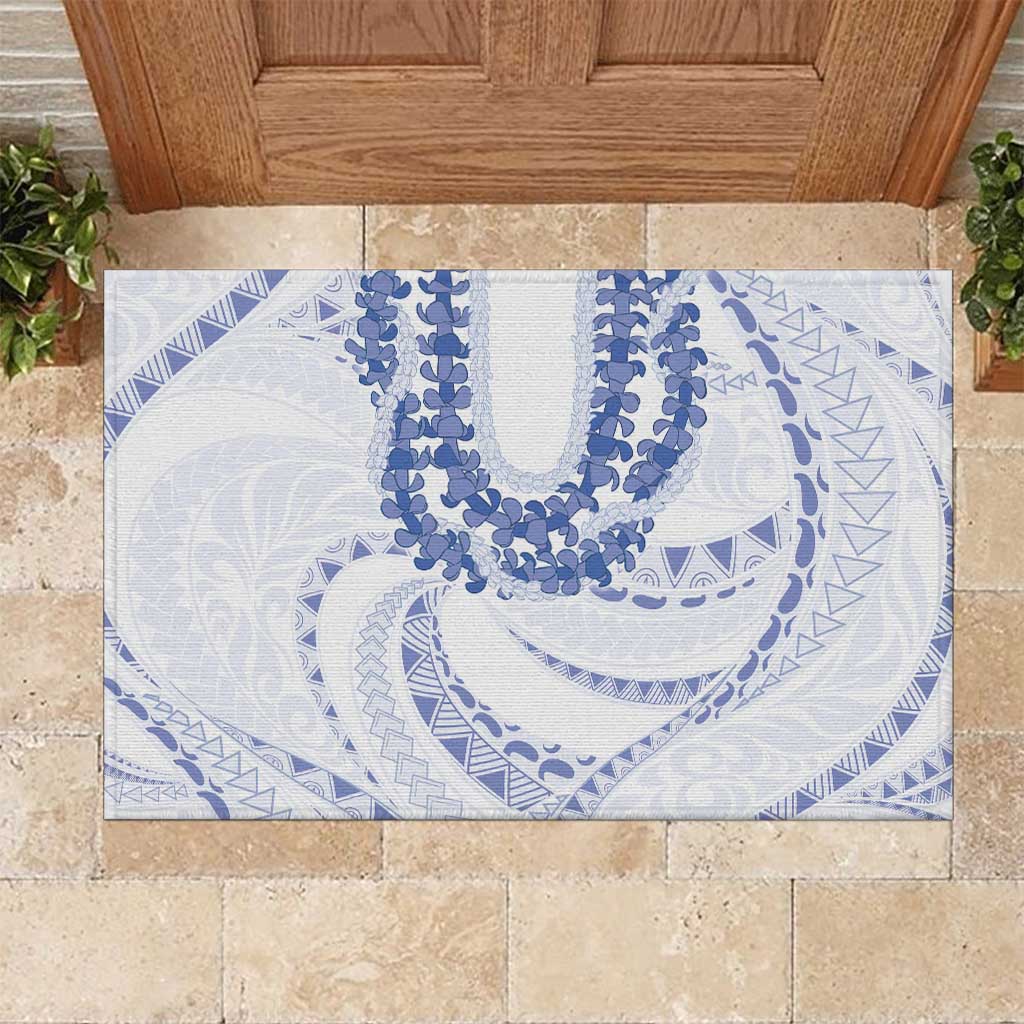 Aloha Lei Onaona Rubber Doormat Navy Blue Hawaiian Tribal Pattern