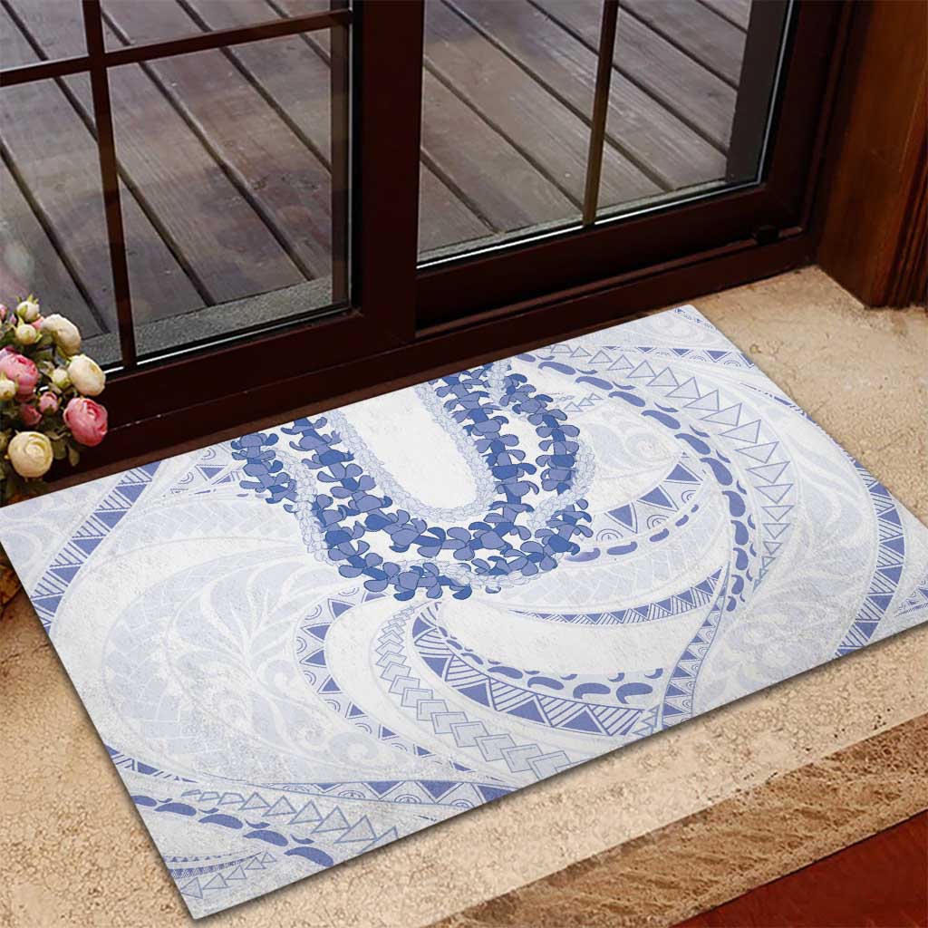 Aloha Lei Onaona Rubber Doormat Navy Blue Hawaiian Tribal Pattern