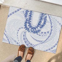 Aloha Lei Onaona Rubber Doormat Navy Blue Hawaiian Tribal Pattern