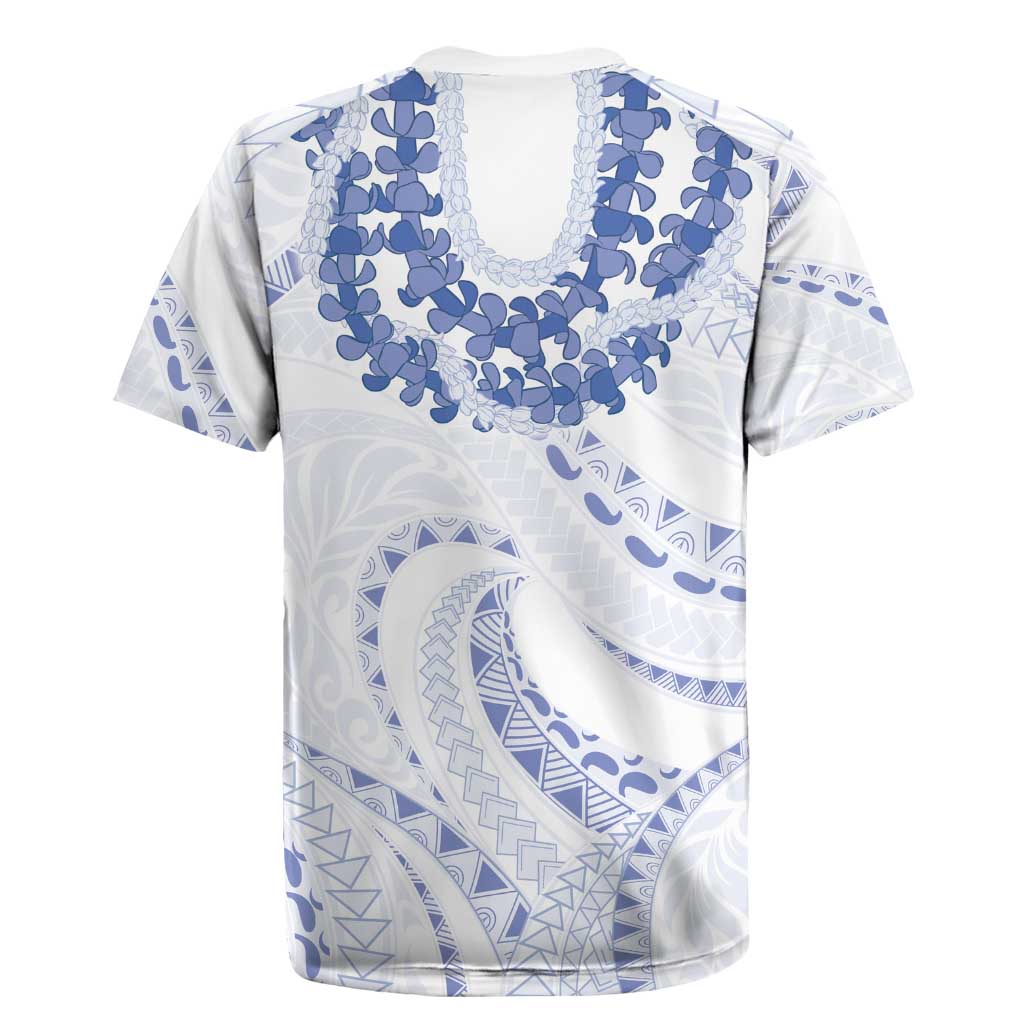 Aloha Lei Onaona Rugby Jersey Navy Blue Hawaiian Tribal Pattern