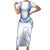 Aloha Lei Onaona Short Sleeve Bodycon Dress Navy Blue Hawaiian Tribal Pattern