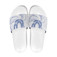 Aloha Lei Onaona Slide Sandals Navy Blue Hawaiian Tribal Pattern - Polynesian Pride