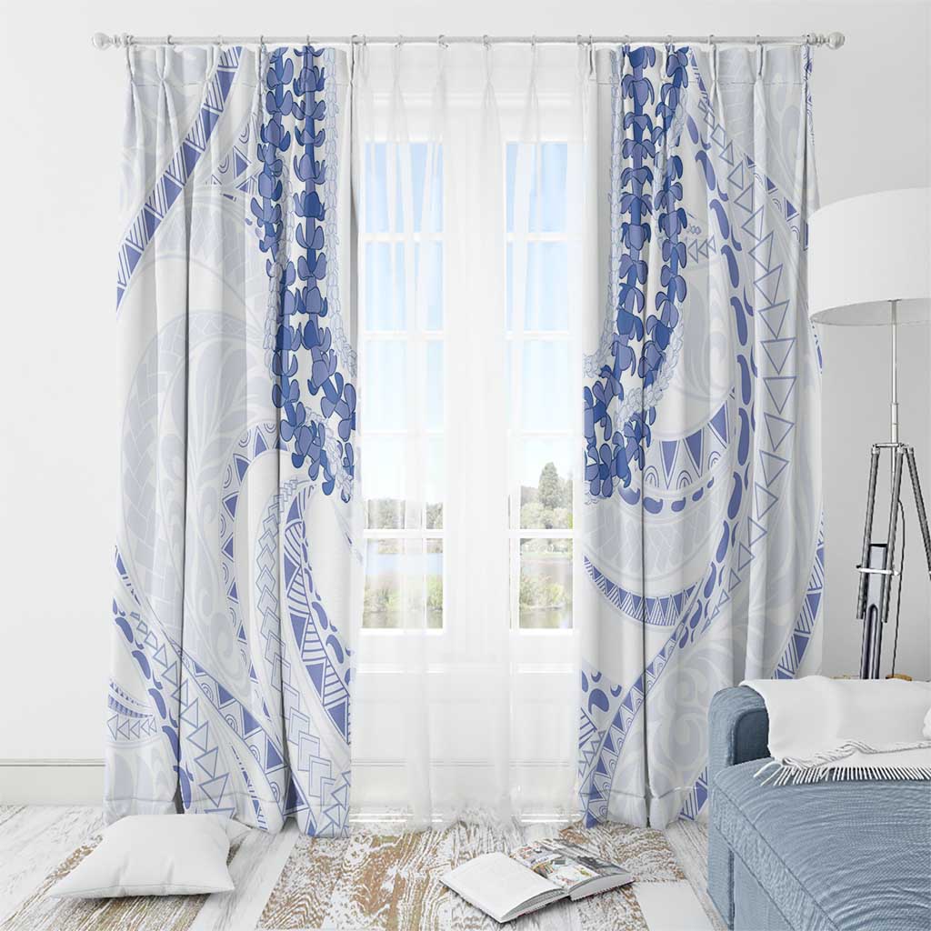 Aloha Lei Onaona Window Curtain Navy Blue Hawaiian Tribal Pattern
