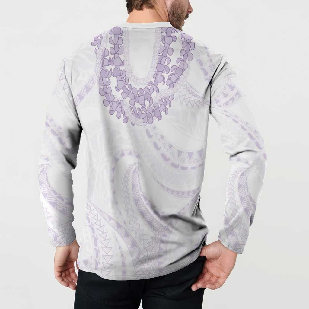 Aloha Lei Onaona Button Sweatshirt Purple Hawaiian Tribal Pattern