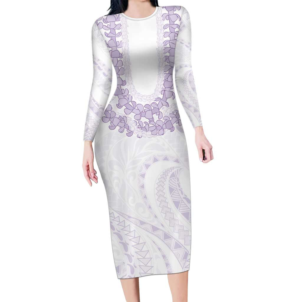Aloha Lei Onaona Family Matching Long Sleeve Bodycon Dress and Hawaiian Shirt Purple Hawaiian Tribal Pattern