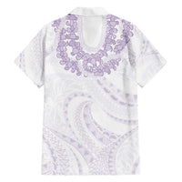 Aloha Lei Onaona Family Matching Off Shoulder Short Dress and Hawaiian Shirt Purple Hawaiian Tribal Pattern