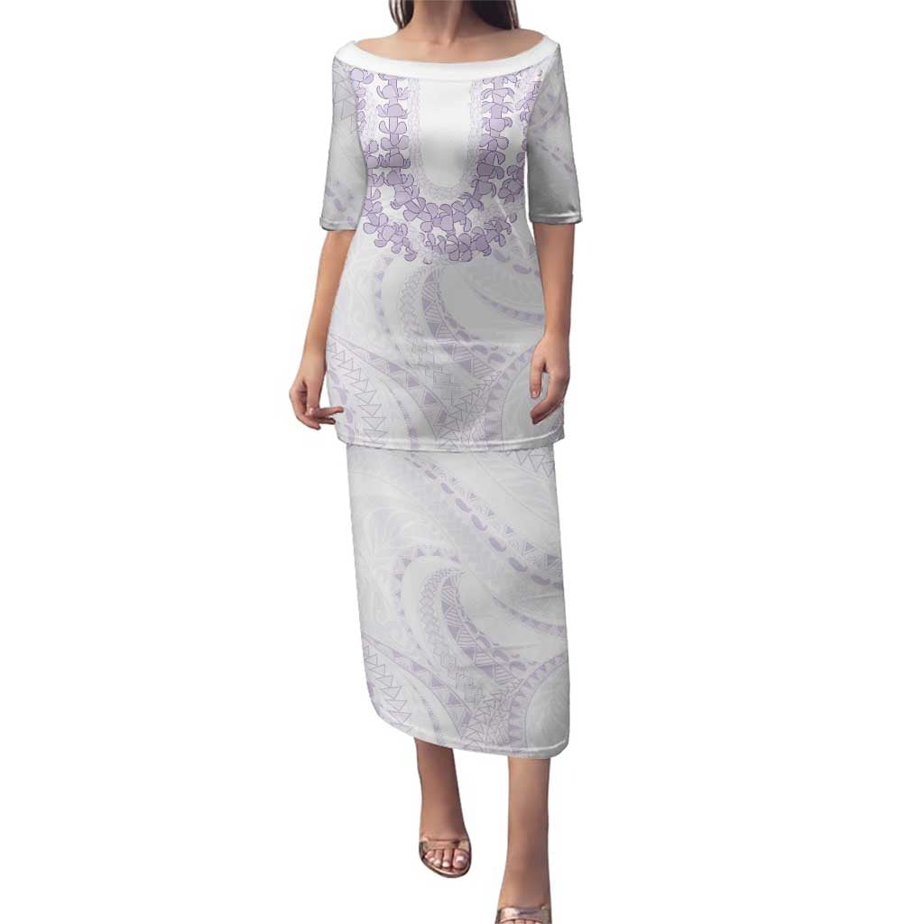 Aloha Lei Onaona Family Matching Puletasi and Hawaiian Shirt Purple Hawaiian Tribal Pattern