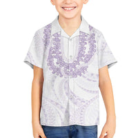 Aloha Lei Onaona Family Matching Puletasi and Hawaiian Shirt Purple Hawaiian Tribal Pattern