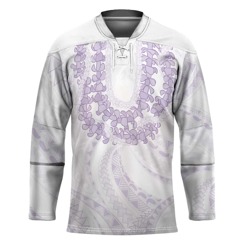 Aloha Lei Onaona Hockey Jersey Purple Hawaiian Tribal Pattern - Polynesian Pride