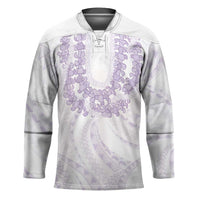 Aloha Lei Onaona Hockey Jersey Purple Hawaiian Tribal Pattern - Polynesian Pride
