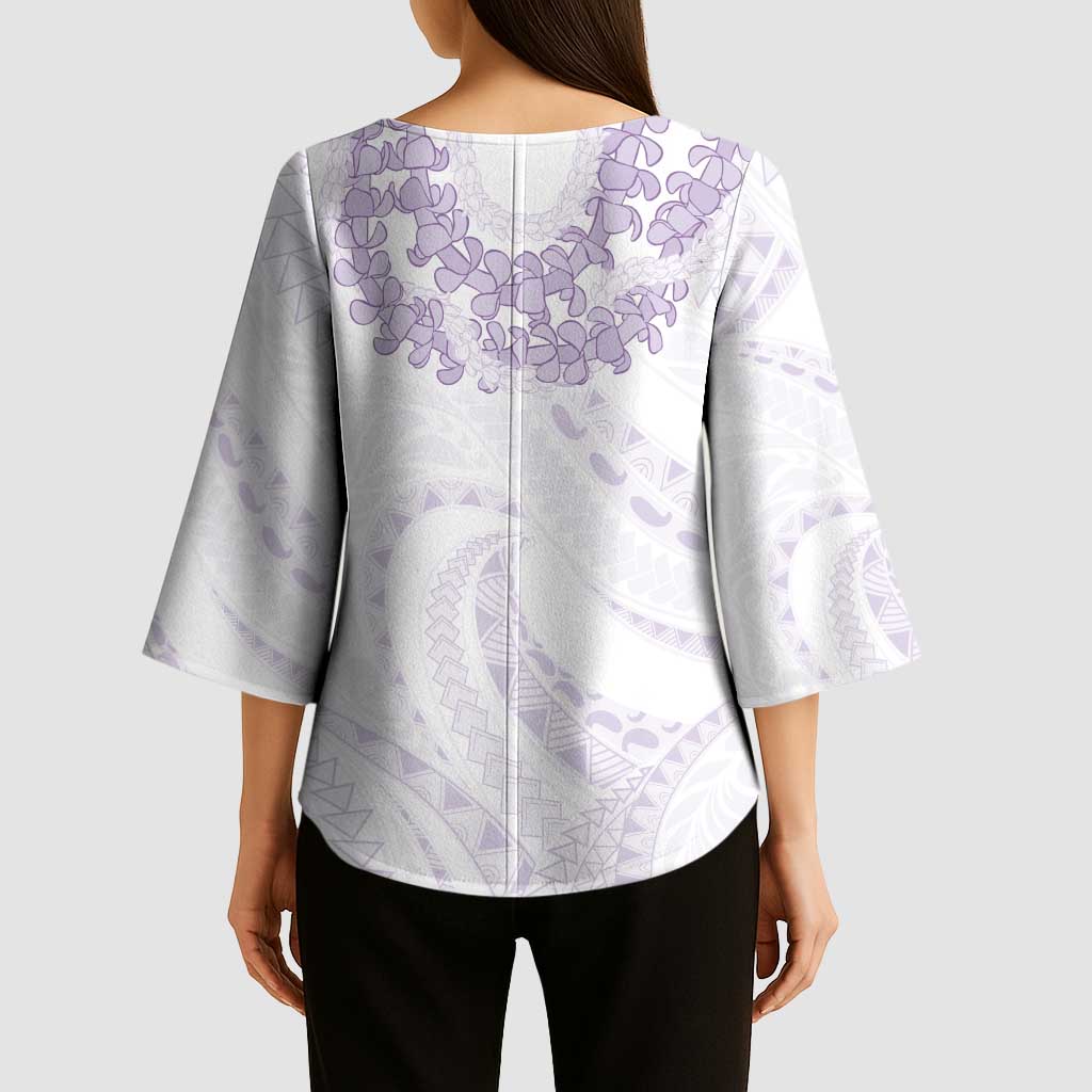 Aloha Lei Onaona Kimono Sleeve Blouse Purple Hawaiian Tribal Pattern - Polynesian Pride
