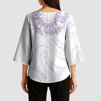 Aloha Lei Onaona Kimono Sleeve Blouse Purple Hawaiian Tribal Pattern - Polynesian Pride