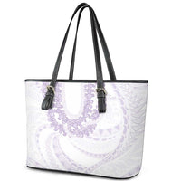 Aloha Lei Onaona Leather Tote Bag Purple Hawaiian Tribal Pattern