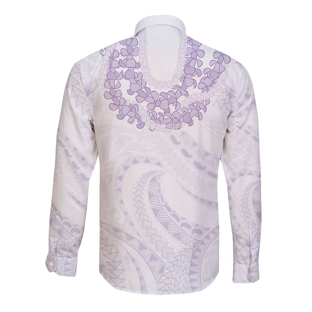 Aloha Lei Onaona Long Sleeve Button Shirt Purple Hawaiian Tribal Pattern