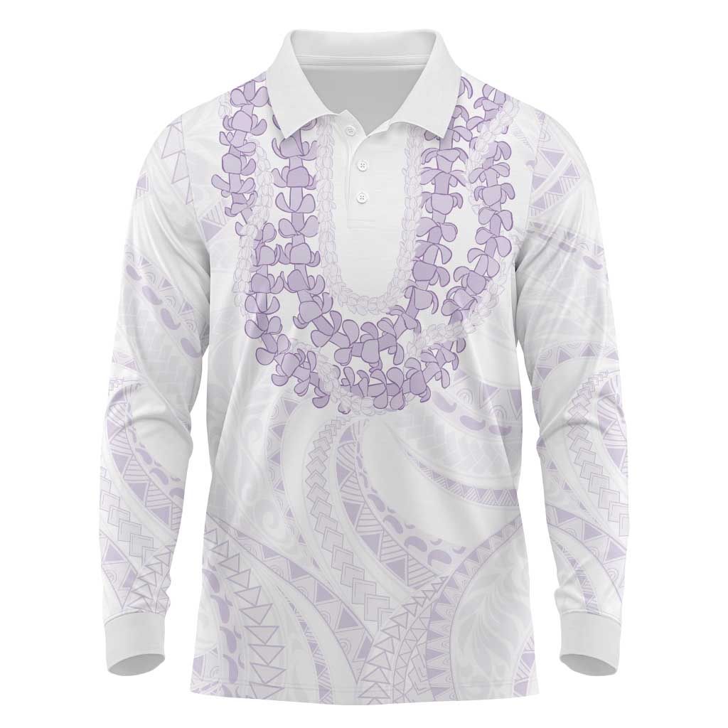 Aloha Lei Onaona Long Sleeve Polo Shirt Purple Hawaiian Tribal Pattern