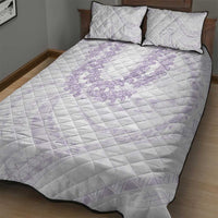 Aloha Lei Onaona Quilt Bed Set Purple Hawaiian Tribal Pattern