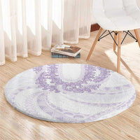Aloha Lei Onaona Round Carpet Purple Hawaiian Tribal Pattern