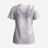 Aloha Lei Onaona Scrub Top Purple Hawaiian Tribal Pattern - Polynesian Pride