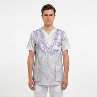 Aloha Lei Onaona Scrub Top Purple Hawaiian Tribal Pattern - Polynesian Pride