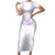 Aloha Lei Onaona Short Sleeve Bodycon Dress Purple Hawaiian Tribal Pattern