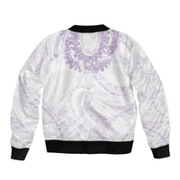Aloha Lei Onaona Sleeve Zip Bomber Jacket Purple Hawaiian Tribal Pattern