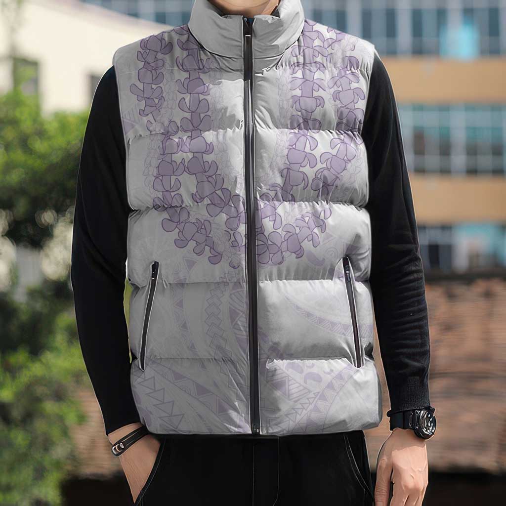 Aloha Lei Onaona Sleeveless Puffer Jacket Purple Hawaiian Tribal Pattern - Polynesian Pride