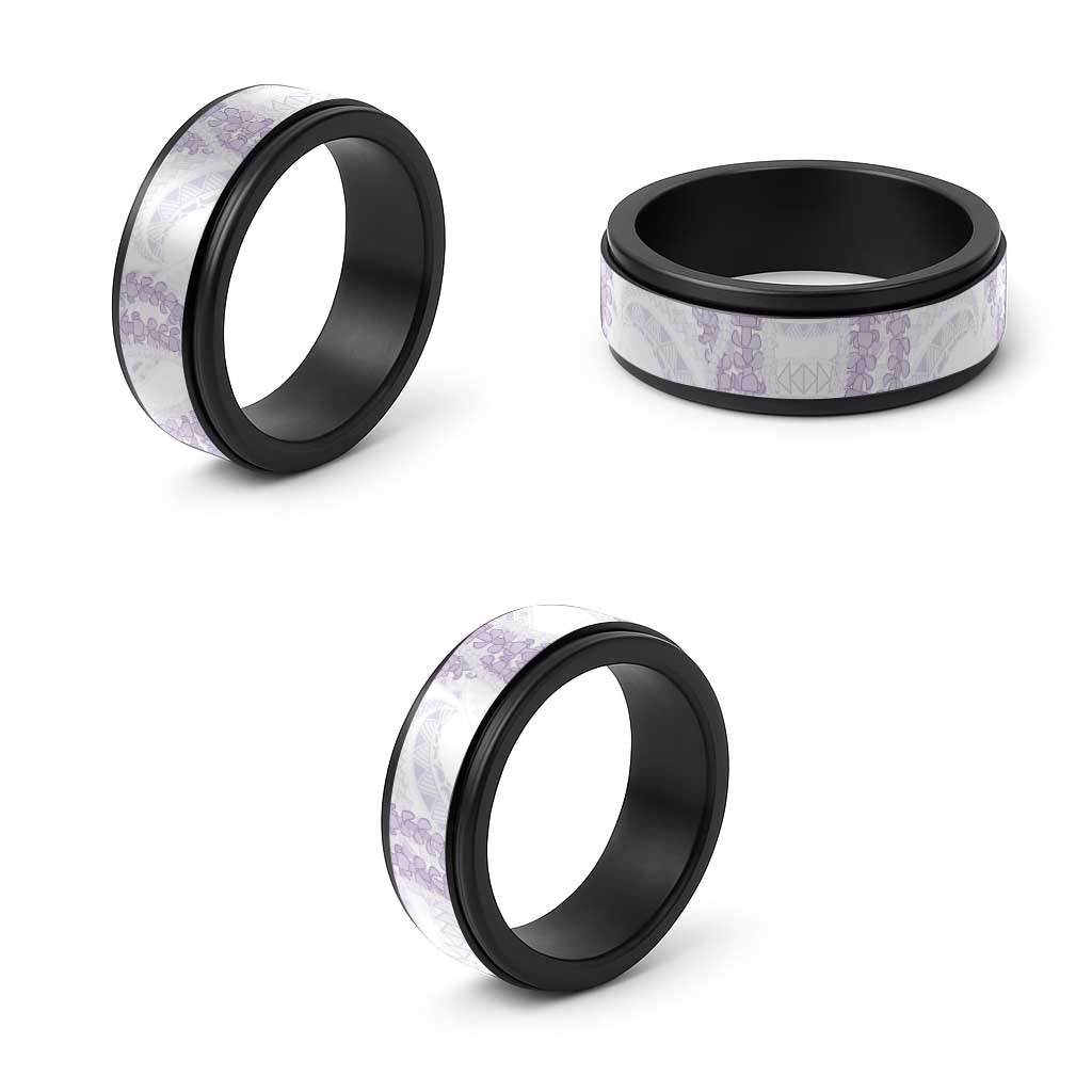 Aloha Lei Onaona Spinner Ring Purple Hawaiian Tribal Pattern - Polynesian Pride