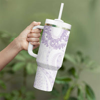Aloha Lei Onaona Tumbler With Handle Purple Hawaiian Tribal Pattern