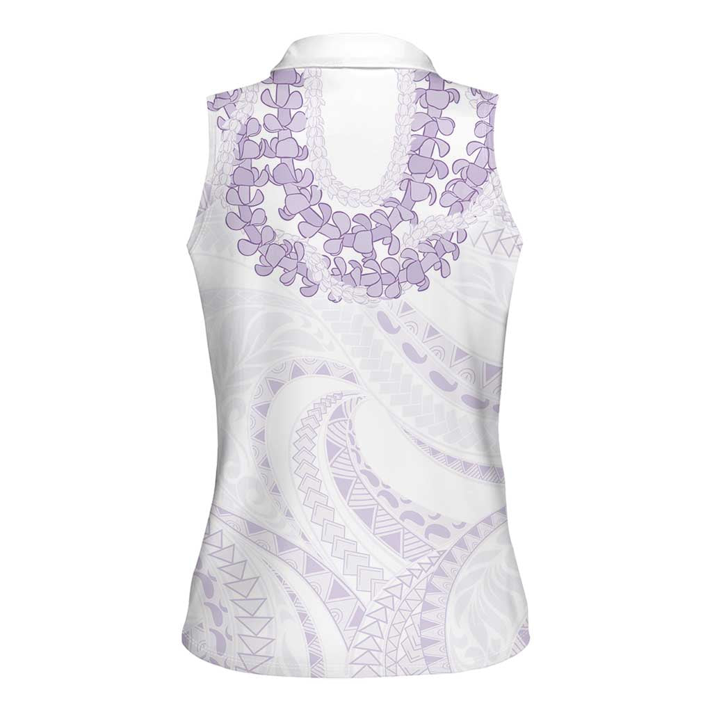 Aloha Lei Onaona Women Sleeveless Polo Shirt Purple Hawaiian Tribal Pattern